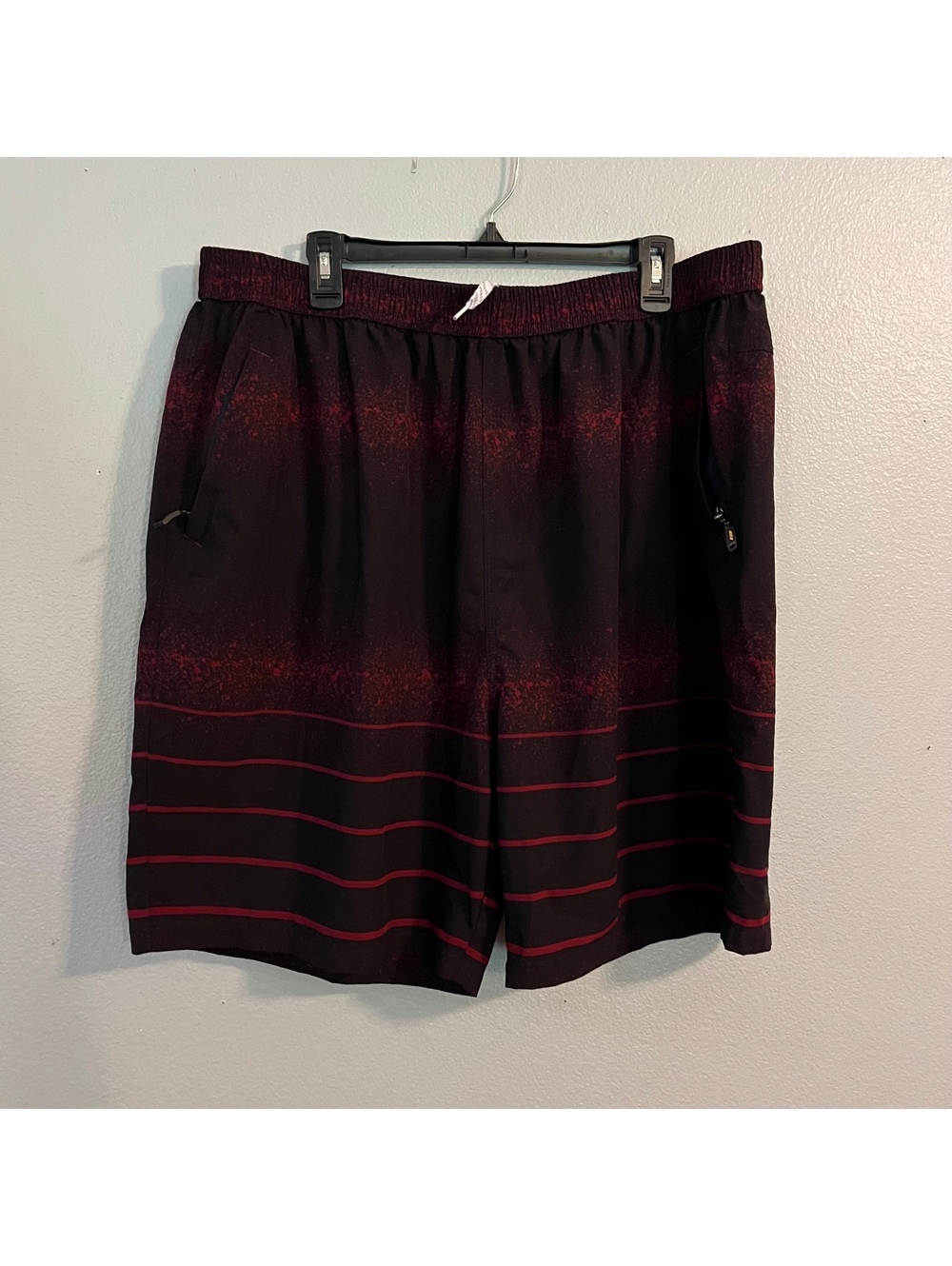 MIER Outdoor Series Men's XXXL Athletic Shorts with Zip Pockets, Black and Red